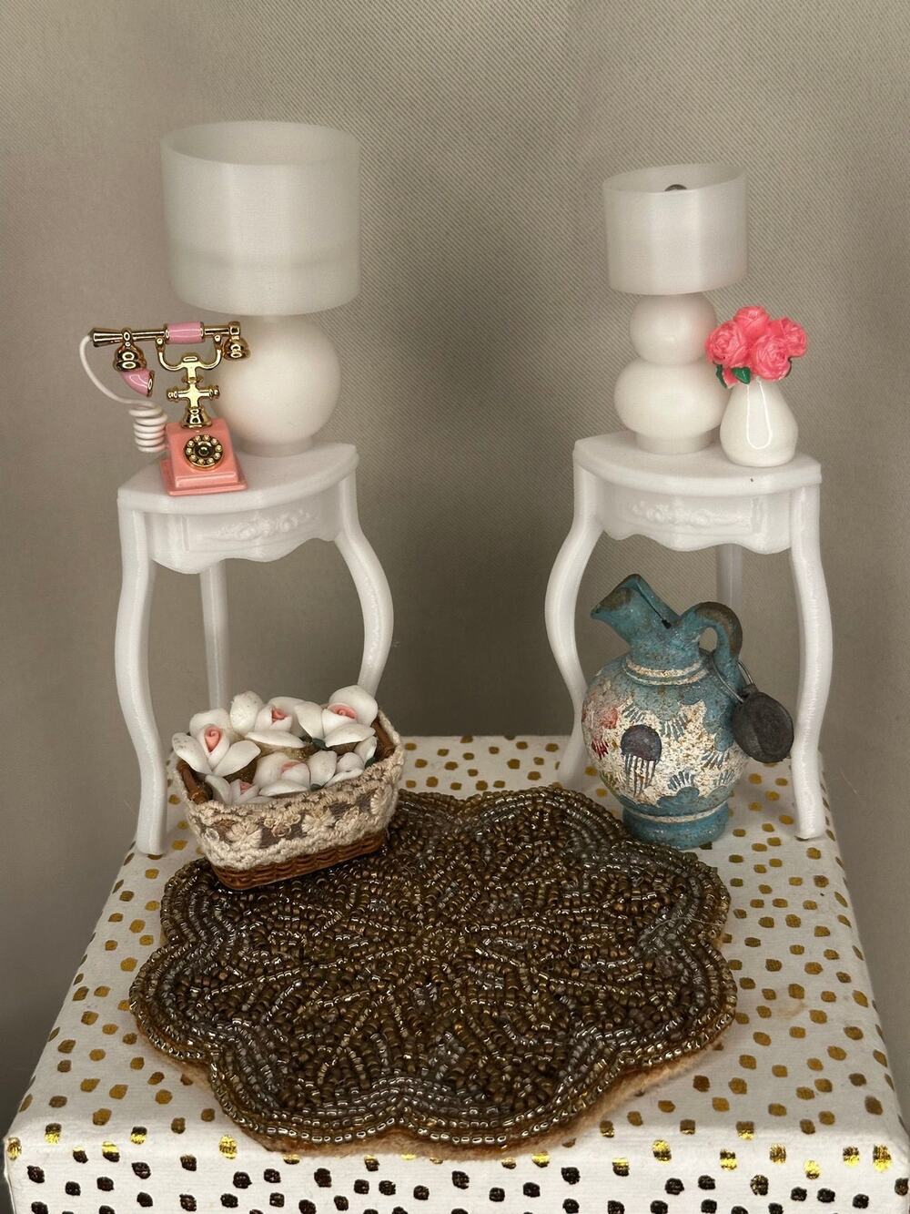 Dollhouse miniatures corner tables